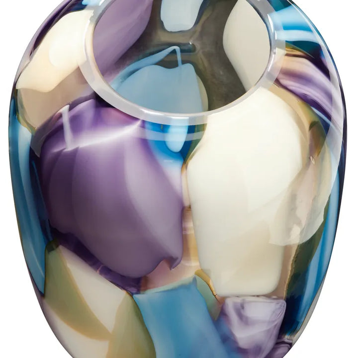 Jarrón Cristal Morado Y Azul Grande