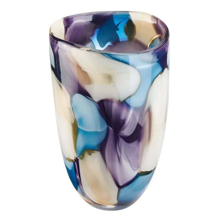 Jarrón Cristal Morado Y Azul Mediano