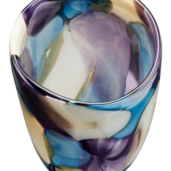 Jarrón Cristal Morado Y Azul Mediano