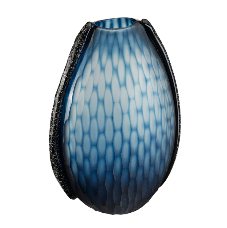Jarrón Cristal Azul Mate Grande