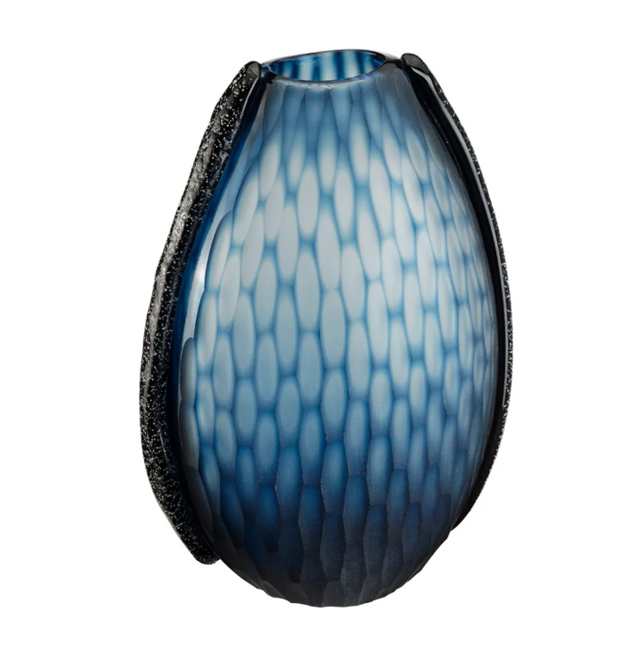 Jarrón Cristal Azul Mate Grande