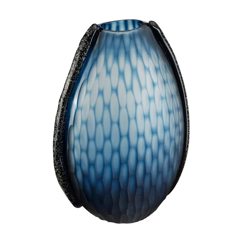 Jarrón Cristal Azul Mate Grande