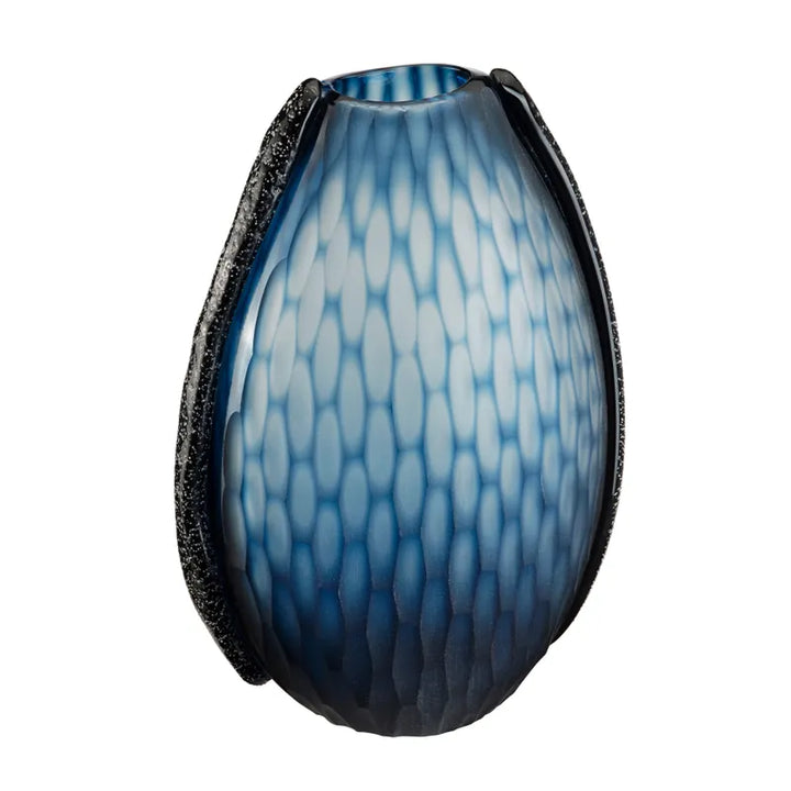 Jarrón Cristal Azul Mate Grande