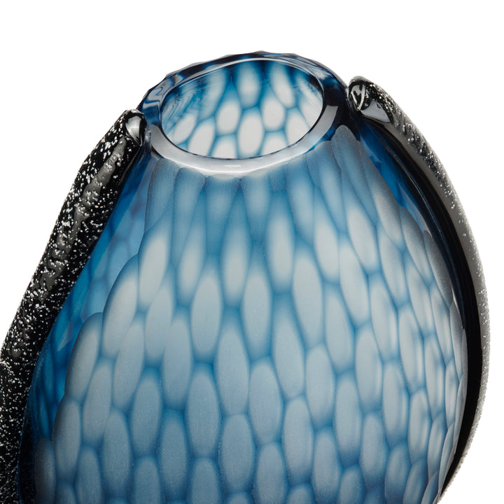 Jarrón Cristal Azul Mate Grande