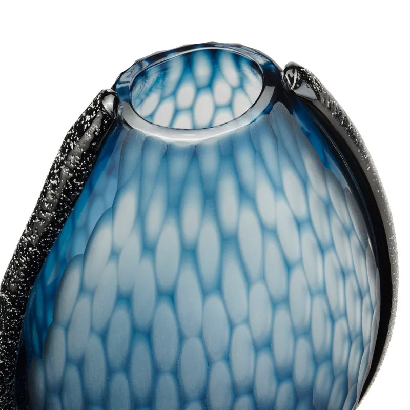 Jarrón Cristal Azul Mate Grande