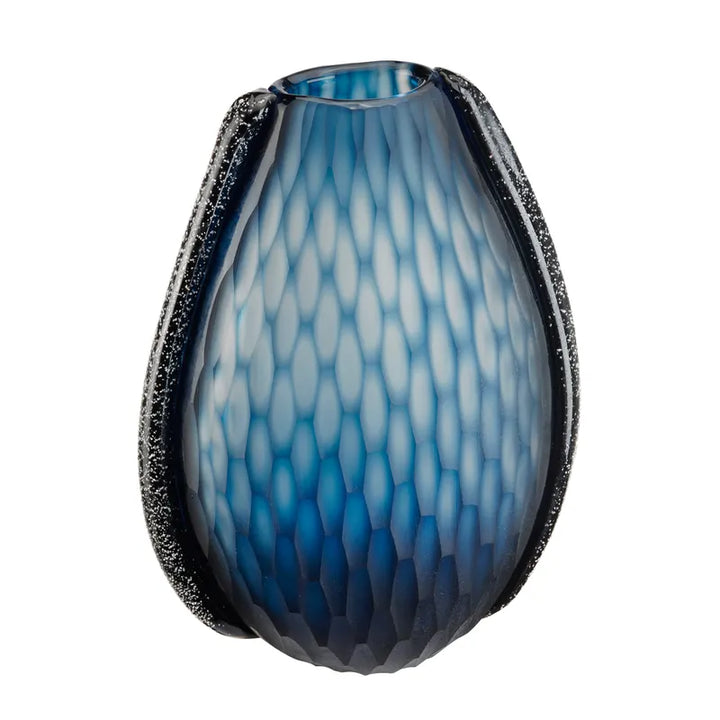 Jarrón Cristal Azul Mate Mediano