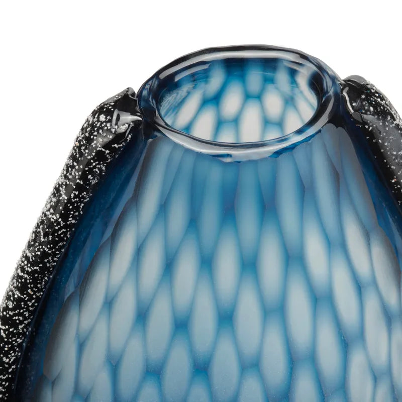 Jarrón Cristal Azul Mate Mediano