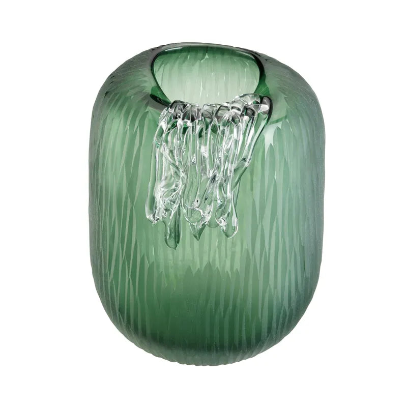 Jarrón Cristal Verde Esmerilado Med
