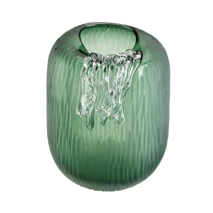 Jarrón Cristal Verde Esmerilado Med