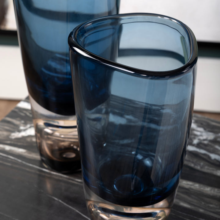 Jarrón Cristal Azul Marino Grande