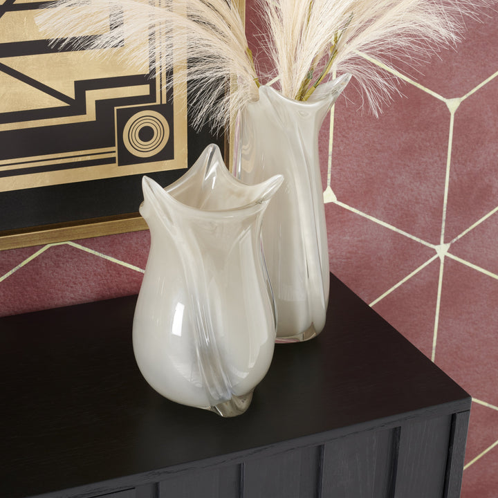 Jarrón Cristal Gris Cálido Mediano