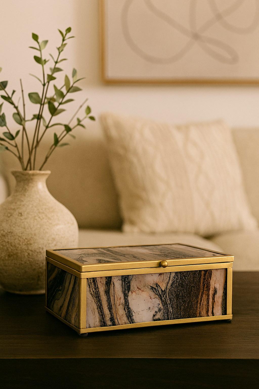 Cajita Decorativa De Madera Beige