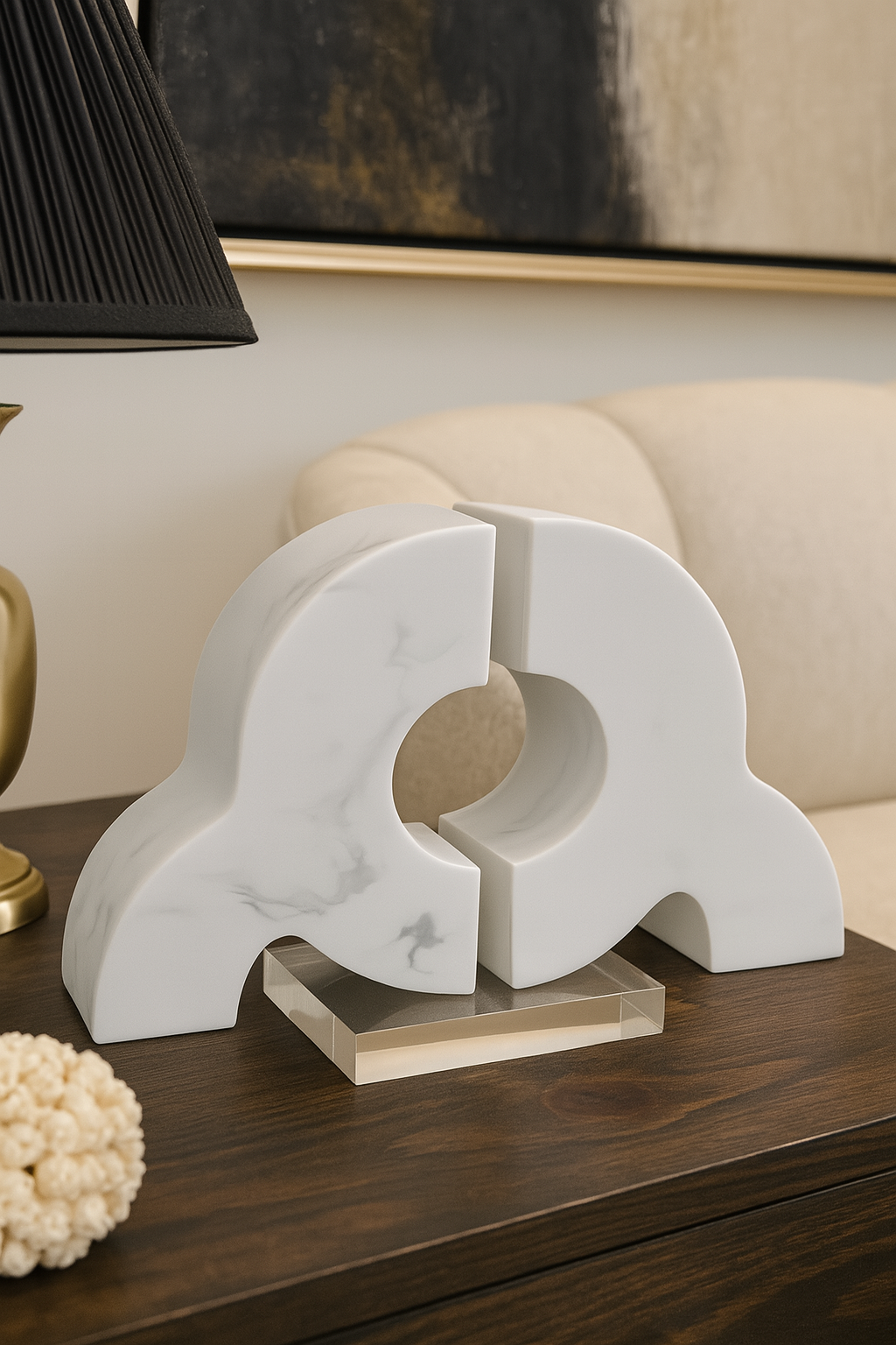 Adorno Moderno De Poliresina Blanco