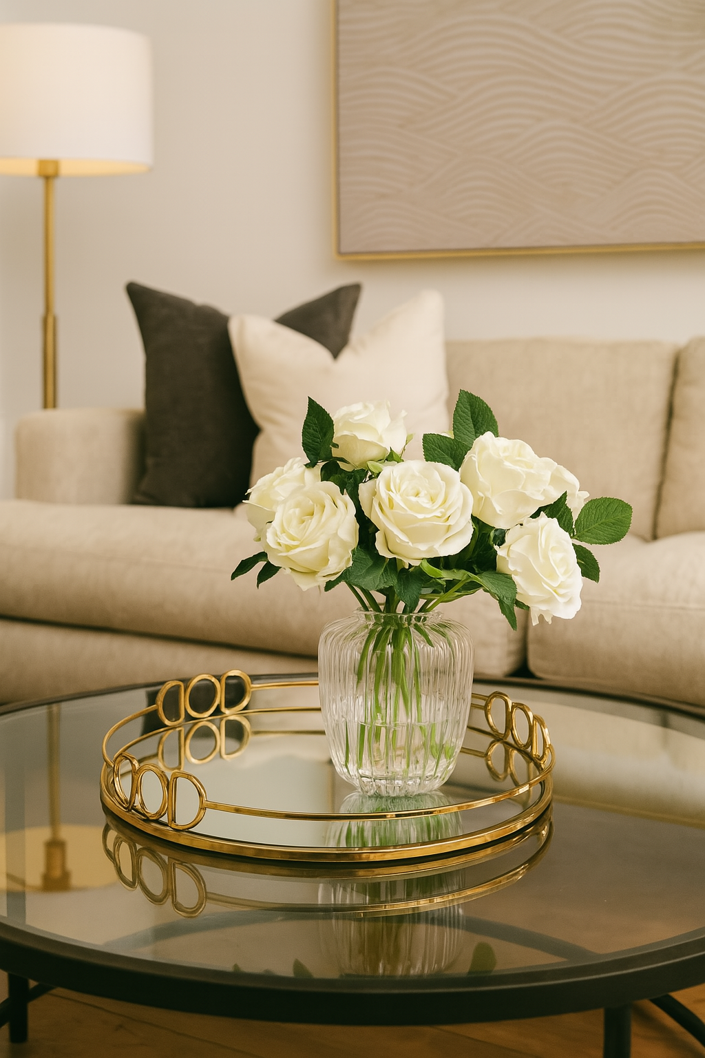 Bandeja De Metal Decorativa Dorada