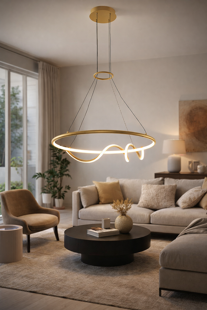 Lampara Colgante Led Zuria Metal Dorado 3000K 42W 65X60X120 Cm
