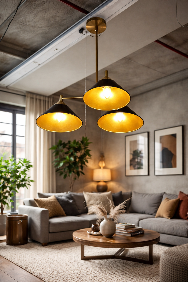 Lampara Colgante Led Armenia De Metal Dorado 34W 62X34X150 Cm