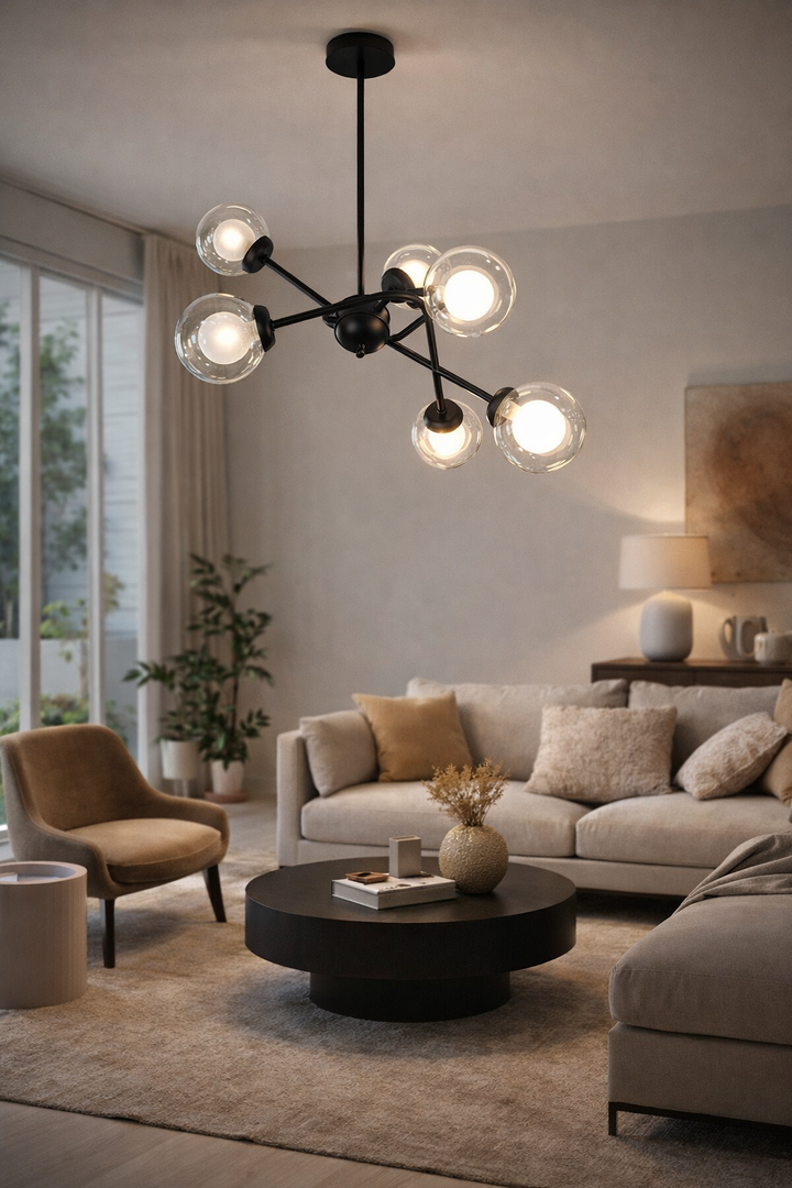 Lampara Colgante Simy Metal Negro 6L G9  58X90Cm