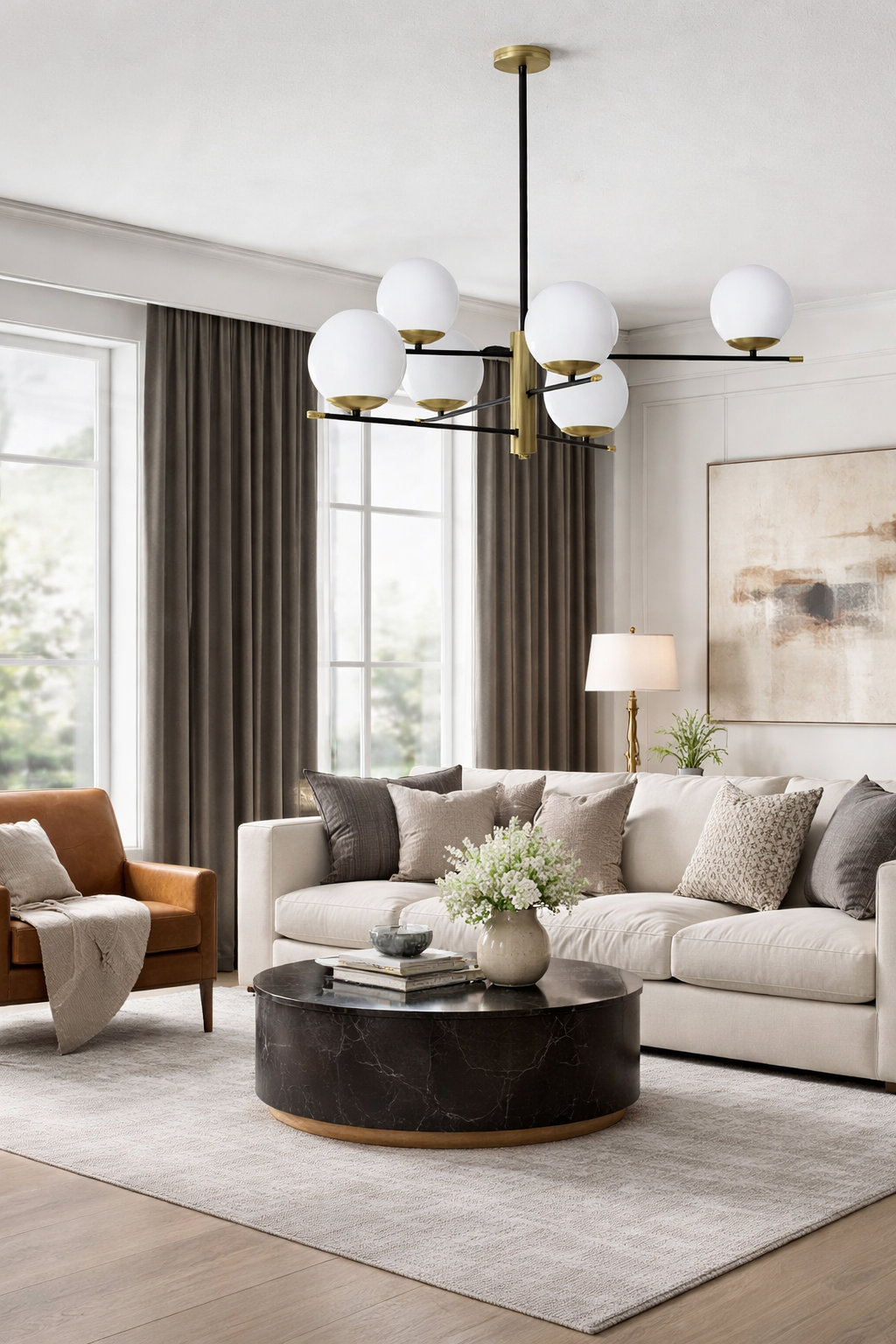 Lampara Colgante Mia Color Negro Brass 6Lg9    100X12X80 Cm