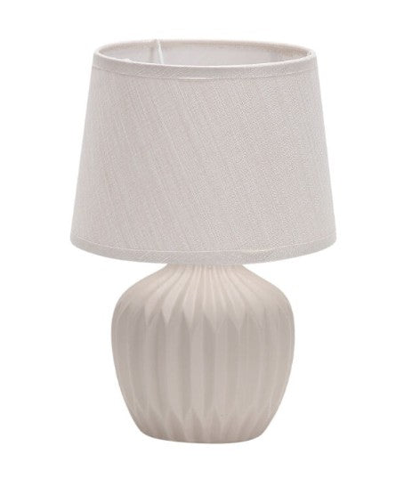 Lampara De Mesa Ashley De Ceramica Color Crema Y Pantalla De Tela1L E27 18X26Cm