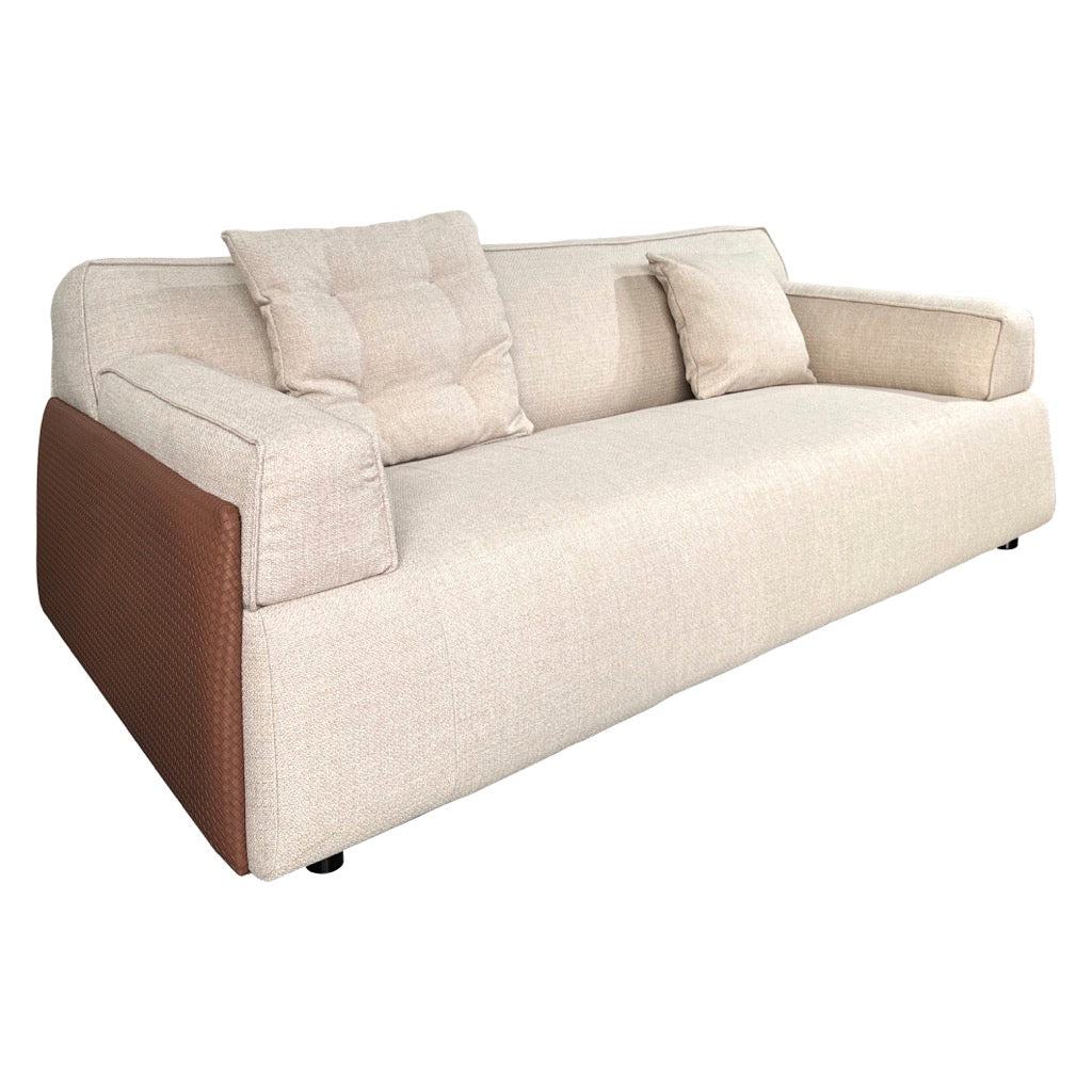 Sofa De Mdf 2 Puestos Beige Con Café