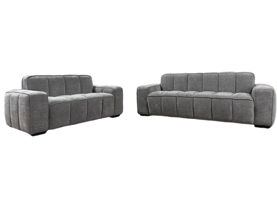 Juego De Sala 2 Sofa Color Gris Base Mdf