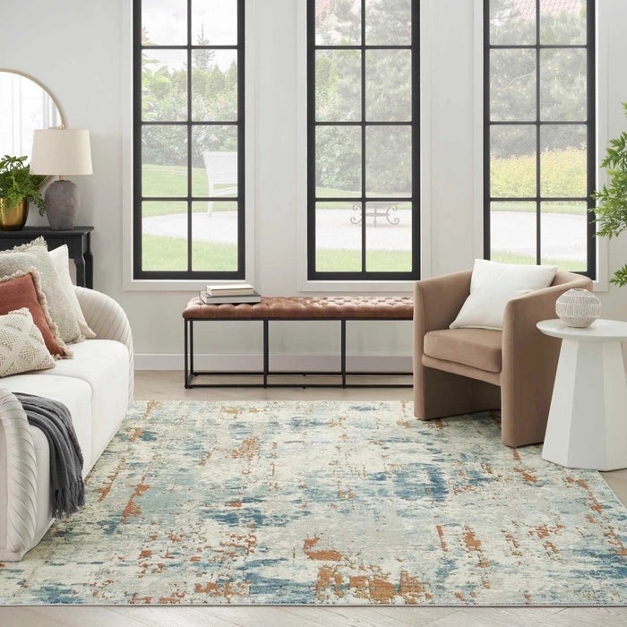 Alfombra Quarry Beige Blue Rust