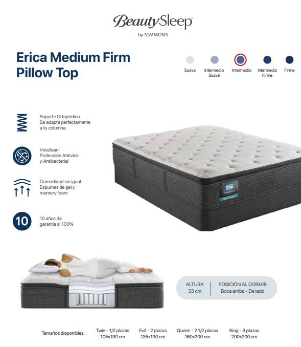 Colchón Simmons BeautySleep Erica Luxury Medium Firm Pillow Top