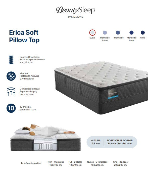 Colchón Simmons BeautySleep Erica Luxury Soft Pillow Top